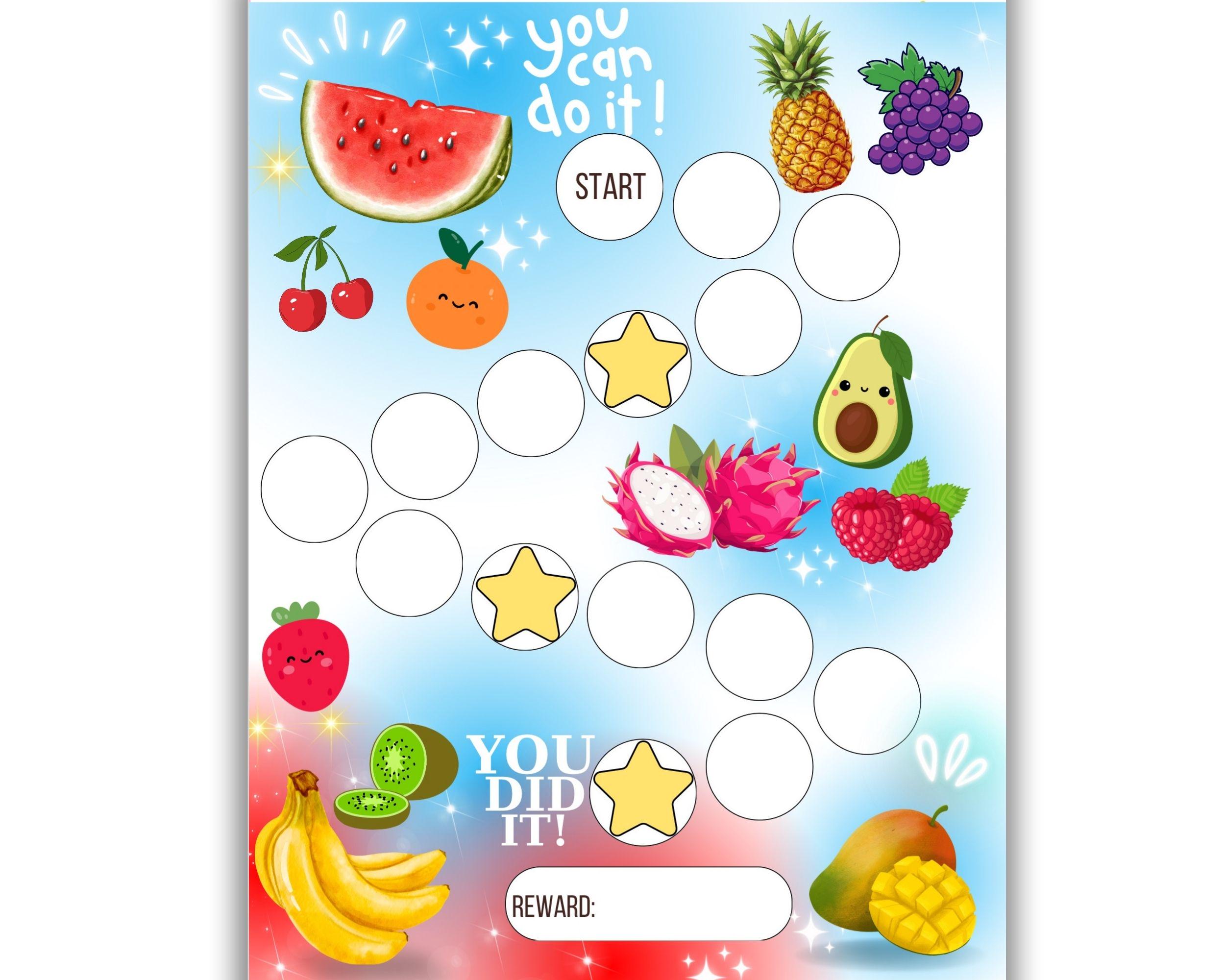 Fruit Reward Chart for Kids - Veggies Sticker Chart - Healty Eating ...