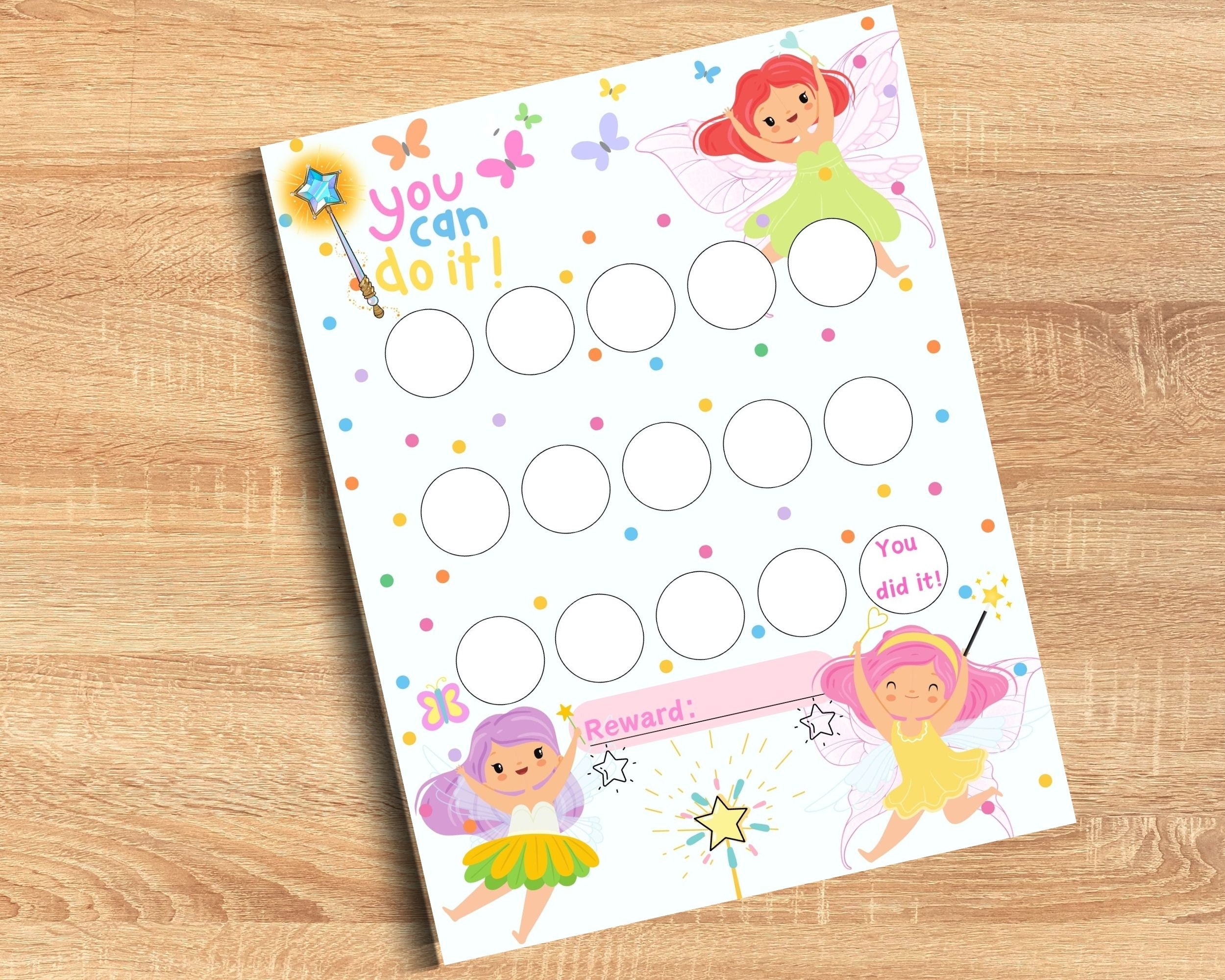 Printable Rainbow Reward Chart Fairy Reward Chart Girls Potty Training ...