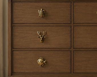 Solid Brass Animal Cabinet Knobs | Decorative Drawer Pulls, Furniture Hardware