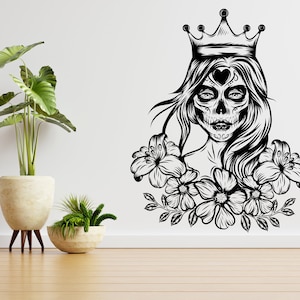 Floral Woman Skull Svg File | Floral Woman Svg | Skull Svg | Skeleton Girl Flowers Svg| Png DXF Jpg Eps File for Cricut Silhouette Printable