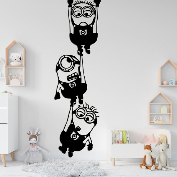 Minions Vector 3D silhouet Decoratie muur - LightBurn, LaserGRBL, downloads bestanden DXF, SVG, STL laser gesneden hout cnc router