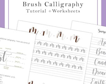 Brush Lettering Worksheets and Tutorial E-book