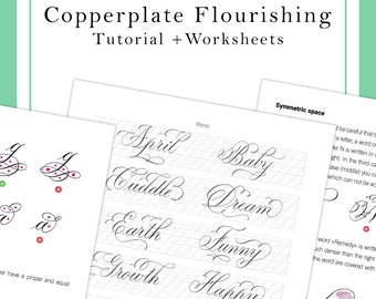 Copperplate Flourishing Worksheets + Tutorial