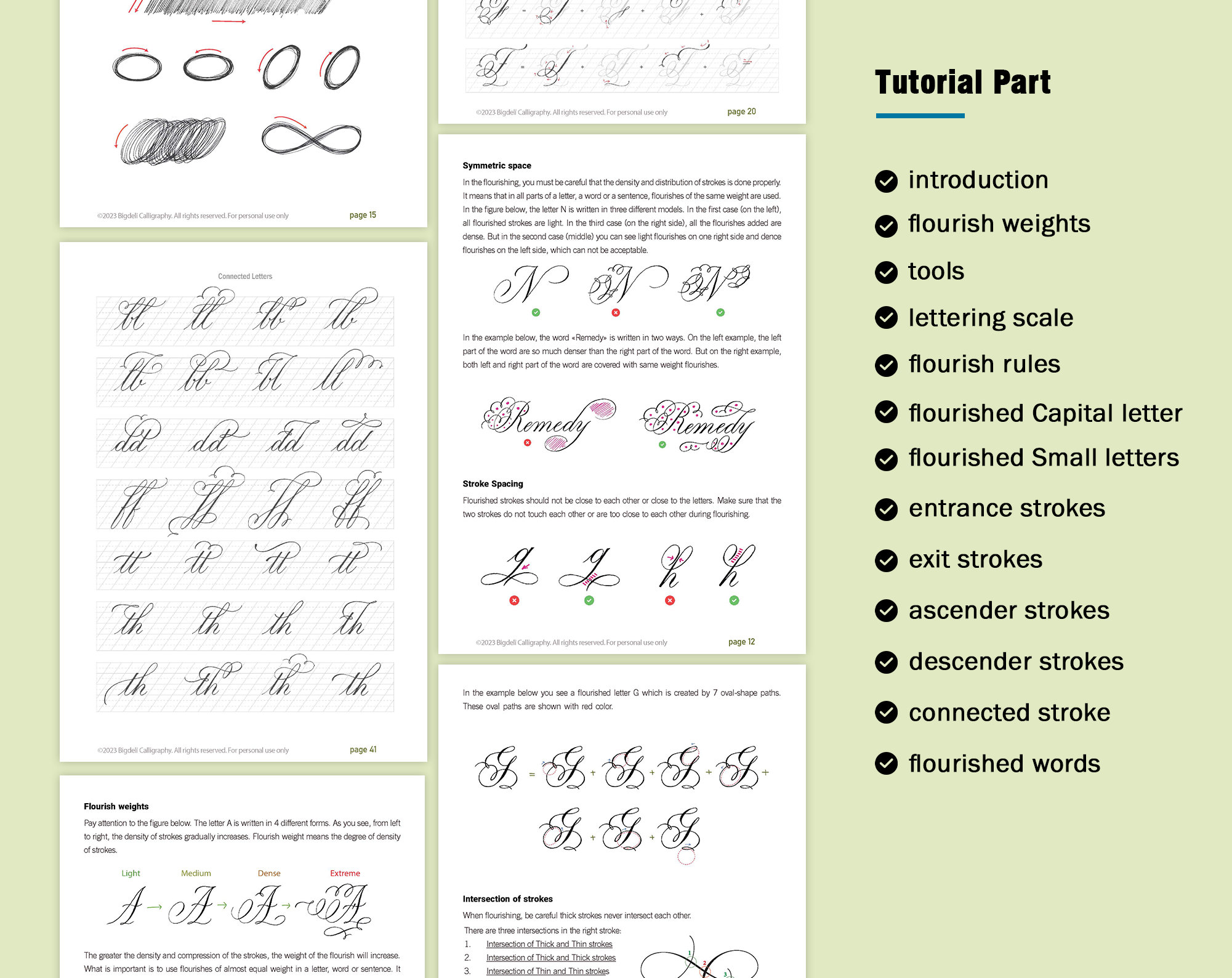 Copperplate Flourishing Worksheets + Tutorial - Etsy