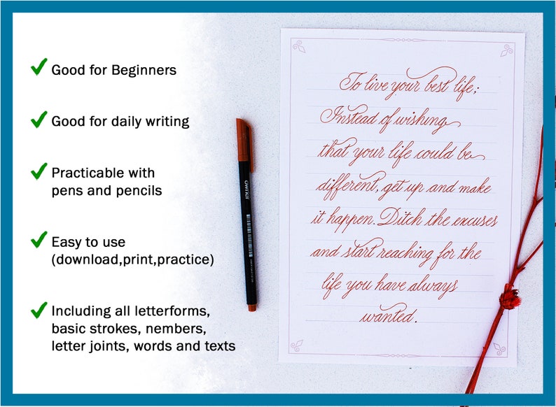 May include: A sheet of lined paper with a handwritten quote in red ink that reads "To live your best life: Instead of wishing that your life could be different, get up and make it happen. Ditch the excuses and start reaching for the life you have always wanted."