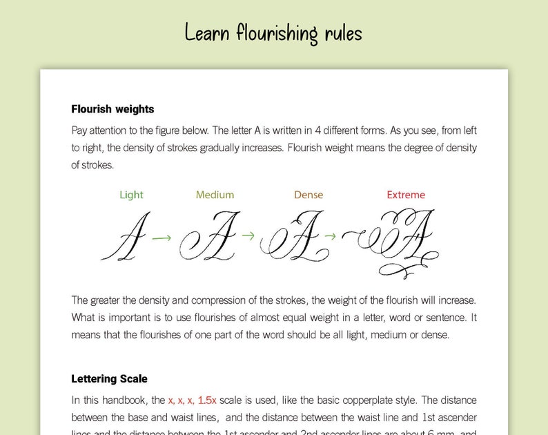 Copperplate Flourishing Worksheets + Tutorial - Etsy