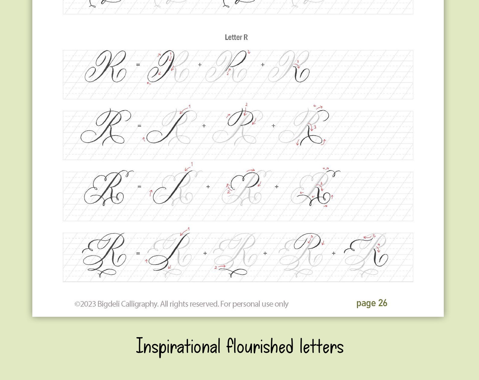 Copperplate Flourishing Worksheets + Tutorial - Etsy