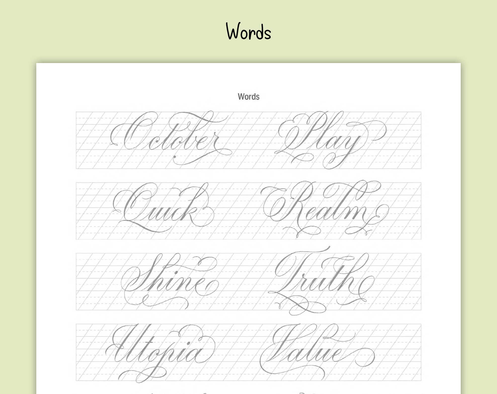 Copperplate Flourishing Worksheets + Tutorial - Etsy