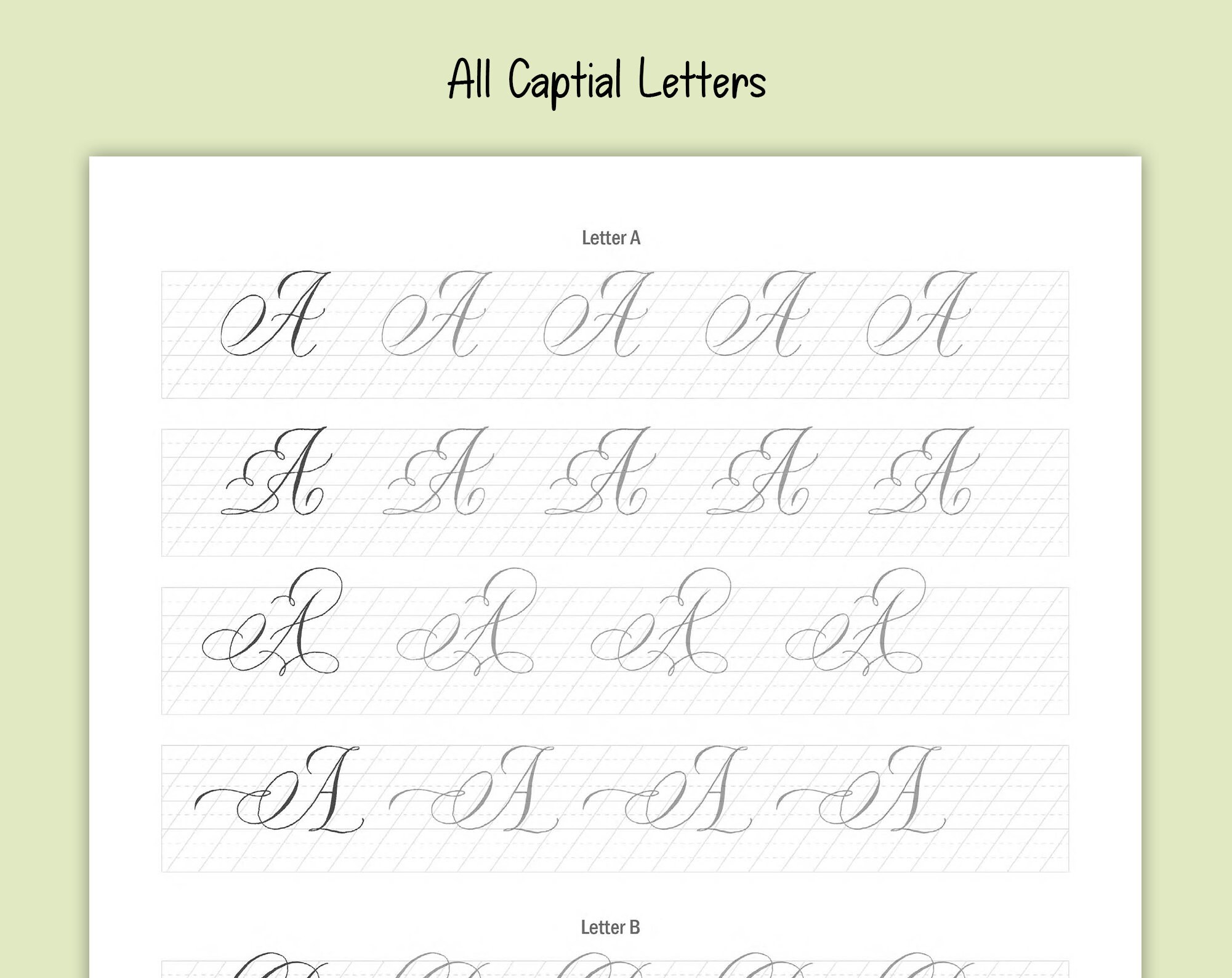 Copperplate Flourishing Worksheets + Tutorial - Etsy
