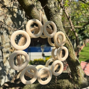 Round Jute Rope Mirror, Boho Wooden Wall Hanging Home Decor