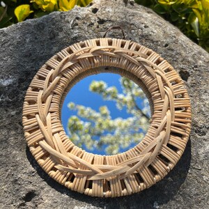 Small Bamboo Wall Mirror I Decorative Small Mirror I Housewarming Gift I Round Bamboo Mirror I Handmade Circle Mirror I Round Mirror Light cream