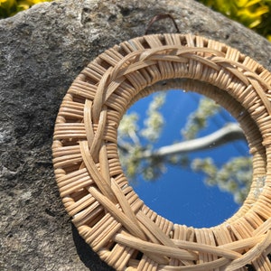 Small Bamboo Wall Mirror I Decorative Small Mirror I Housewarming Gift I Round Bamboo Mirror I Handmade Circle Mirror I Round Mirror image 7