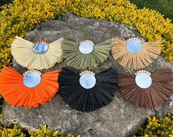 Black Raffia Mirror I Sunburst Mirror Wall Art I Natural Mirror I Round Mirror I  Wall Art I Decorative Mirror I 6 Different Color