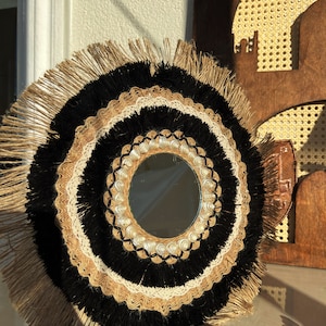 boho decor, seashell decor, mirror decor , beachy mirror ,round sun mirror, decorative mirror, wall decor, home decor , wall design