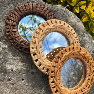 Small Bamboo Wall Mirror I Decorative Small Mirror I Housewarming Gift I Round Bamboo Mirror I Handmade Circle Mirror I Round Mirror