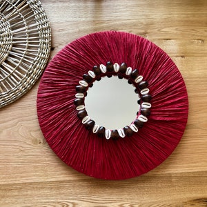 Wall Decor I Bohemian Wall Art I Wooden Beads Sunburst Coastal Wall Decor I Beach House Round Raffia Wall Art Home decor sunburst wall decor