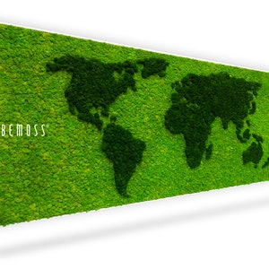Moosbild WELTKARTE Rentier 70x32 inch - BEMOSS