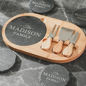 Personalized Charcuterie Board Set, Custom Cheese Board, Engraved Cutting Board, Wedding Gift for Couple, Housewarming Gifts, Family Gift