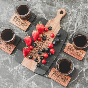 Personalized Charcuterie Board and Coasters, Serving Board, Cheese Board, Cutting Board, Wedding Gifts, Anniversary Gift, Housewarming Gifts