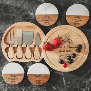 Personalized Cutting Board & Coasters, Custom Charcuterie Board, Cheese Board, Wedding Gift for Couple, Bridal Shower Gift, Engagement Gifts