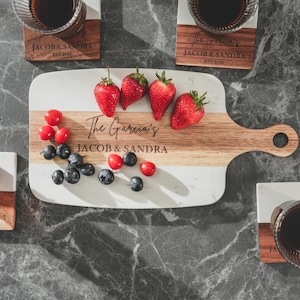 Personalized Cutting Board & Coasters, Custom Charcuterie Board, Cheese Board, Wedding Gift, Engagement Gift, Couple Gifts, Anniversary Gift