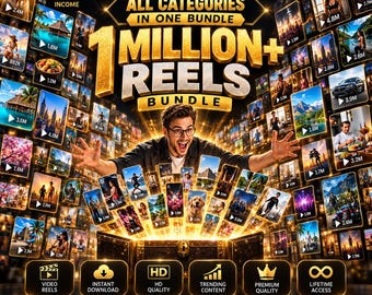 1 MILLION+ Theme Page Reels Niche Content Bundle | Ai Videos, Faceless Content, Plr Mrr, Instant Download | AvaPlus | Ready to Post Content