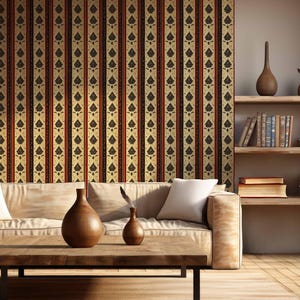 Traditional African Abstract Wallpaper / Peel and Stick Wallpaper Removable Wallpaper Home Decor Wall Art Wall Decor Room Decor