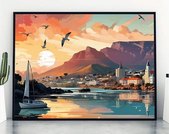 Cape Town Print South Africa Travel Poster Art Print, Poster, Wall Art, Living Room Prints, Travel Gift