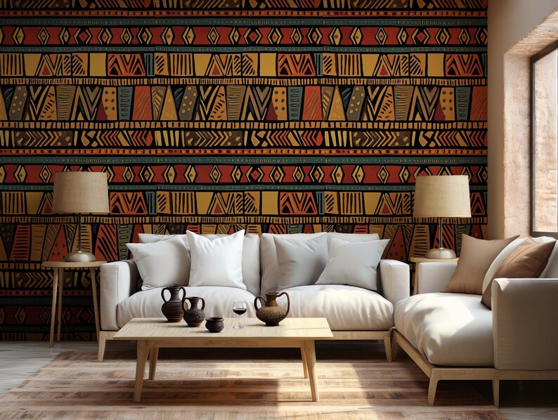 Afrocentric Tribal Wallpaper: African Mud Cloth Pattern, Peel and Stick ...