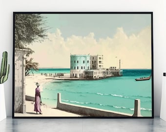 Somalia Wall Art Print, Lido Beach, Mogadishu, Somali Poster, Home Decor, Gift Print