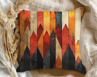 Almofada geométrica de cores de outono, decoração aconchegante para casa, presente de destaque para sala de estar de outono, almofada sazonal, almofada boho