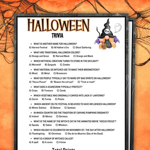 Trivia de Halloween, Prueba de Halloween, Actividades de Halloween para niños, Juegos de fiesta de Halloween, Juegos de aula de Halloween, Actividades en el aula