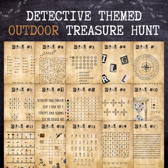 Detective Birthday Treasure Hunt , Detective Outdoor Treasure Hunt, Birthday Treasure Hunt For Older Kids and Teens, Birthday Scavenger Hunt