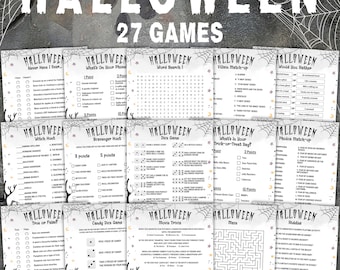 Juegos de Halloween, Juegos de Halloween imprimibles, Paquete de juegos de Halloween, Actividades de Halloween, Fiesta de Halloween, Juegos en el aula, Juegos familiares