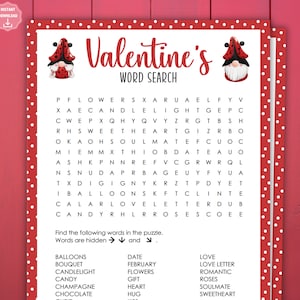 Valentine&#39;s Day Word Search, Printable Valentine&#39;s Day Games and Activities, Valentine&#39;s Day Party Games, Valentine&#39;s Classroom Games