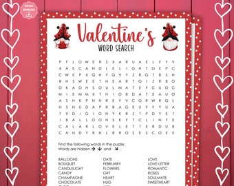Valentine's Day Word Search, Printable Valentine's Day Games and Activities, Valentine's Day Party Games, Valentine's Classroom Games