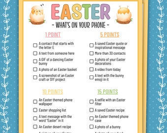 Easter What's On Your Phone Game, Easter Games and Activities, Printable Easter Games, Family Games, Easter Party Games
