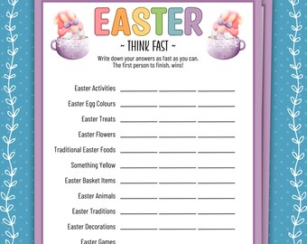 Ostern Denk schnell, Ostern Party Spiele, Ostern Klassenzimmerspiele, Ostern Familienspiele, Kinder Osterspiele, druckbare Osterspiele und Aktivitäten