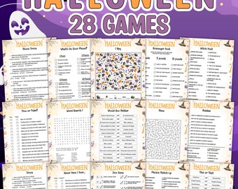 Halloween-Spiele zum Ausdrucken, Halloween-Spielepaket, Halloween-Spiele, Halloween-Aktivitäten, Halloween-Drucke, Klassenspiele, Familienspiele