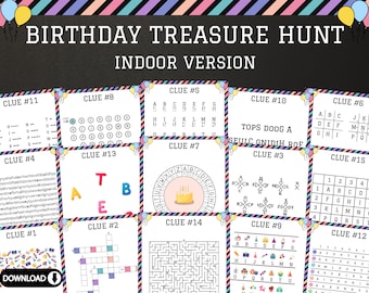 Geburtstag Schatzsuche, Geburtstags-Schnitzeljagd, Geburtstagsparty Spiele, Geburtstag Aktivitäten, Geburtstag Printables, Birthday Party