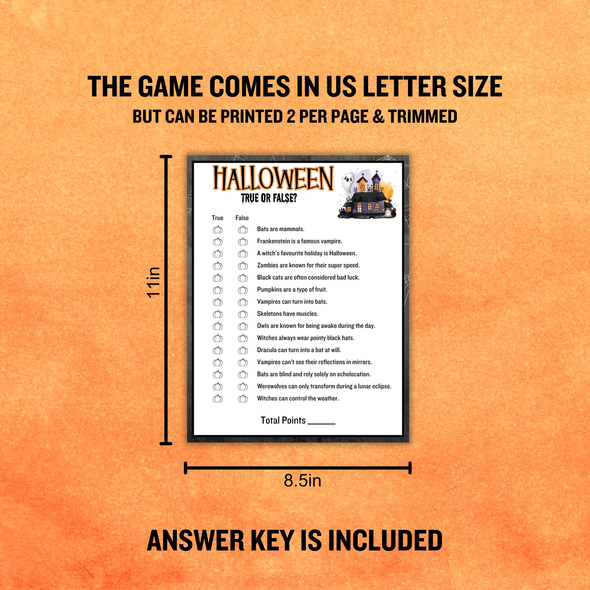 Halloween True or False, Halloween Printable Games, Halloween Games and ...
