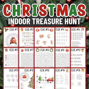 Chasse au trésor de Noël, Chasse au trésor à imprimer pour les plus grands, Jeux de Noël pour enfants, Jeux à imprimer, Activités de Noël amusantes