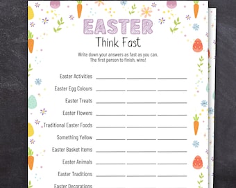 Ostern Denk schnell, Ostern Party Spiele, Ostern Klassenzimmerspiele, Ostern Familienspiele, Kinder Osterspiele, druckbare Osterspiele und Aktivitäten