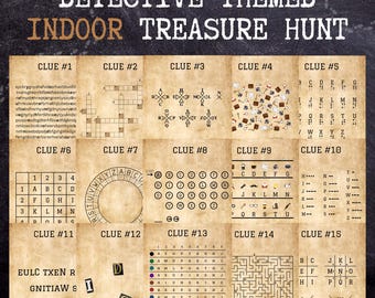 Detective Birthday Treasure Hunt , Birthday Treasure Hunt For Older Kids and Teens , Birthday Scavenger Hunt, Printable Games