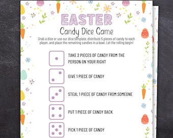 Easter Candy Dice Game, Easter Printable Game, Easter Party Game, Classroom Games, Family Games, Kids Easter Games and Activities