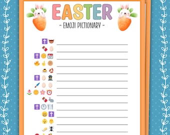 Easter Emoji Pictionary, Easter Printable Games, Easter Party Games and Activities, Classroom Games, Family Games, Easter Games