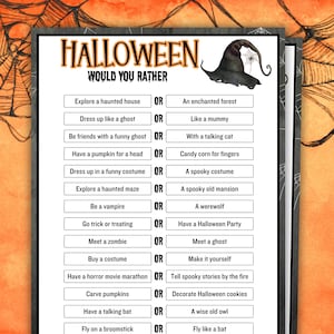 Halloween Would You Rather Game, Halloween Printable Games, Halloween Activities, Halloween Party Games, Family Games, Classroom Games