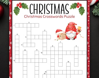 Christmas Crosswords Puzzle , Christmas Printable Games and Activities, Christmas Party Games, Christmas Kids Activities, Family Games