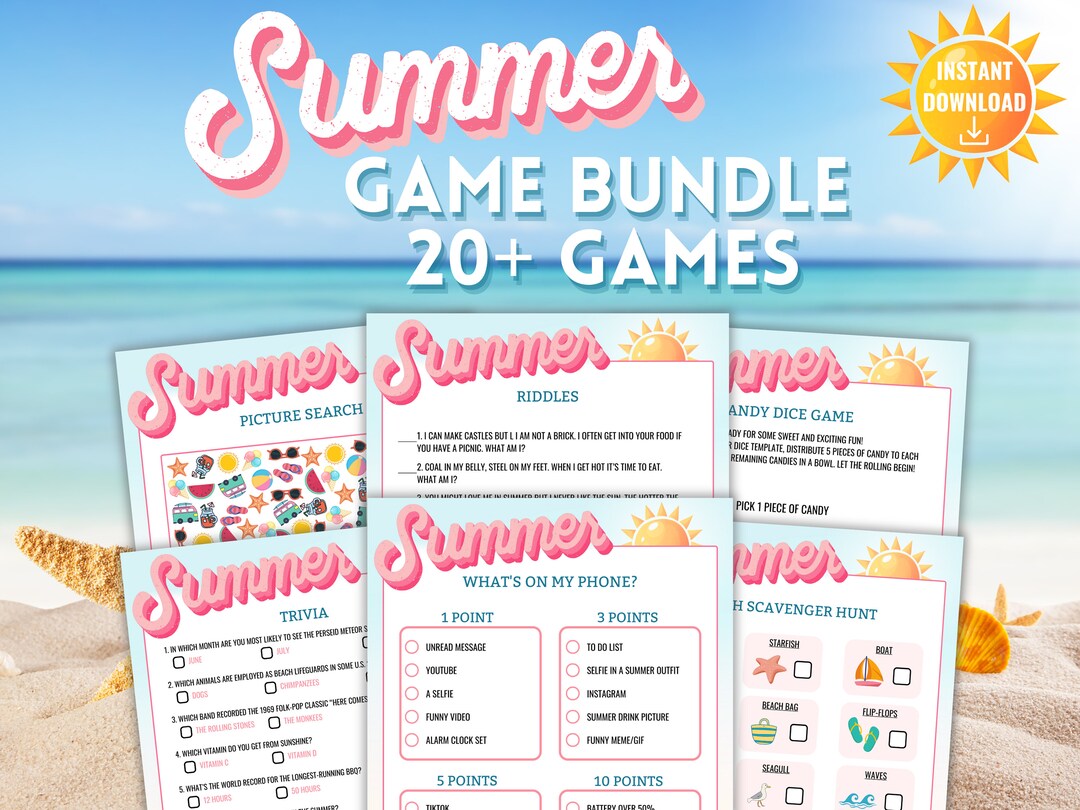 Printable Summer Games Summer Games Summer Games Bundle Summer