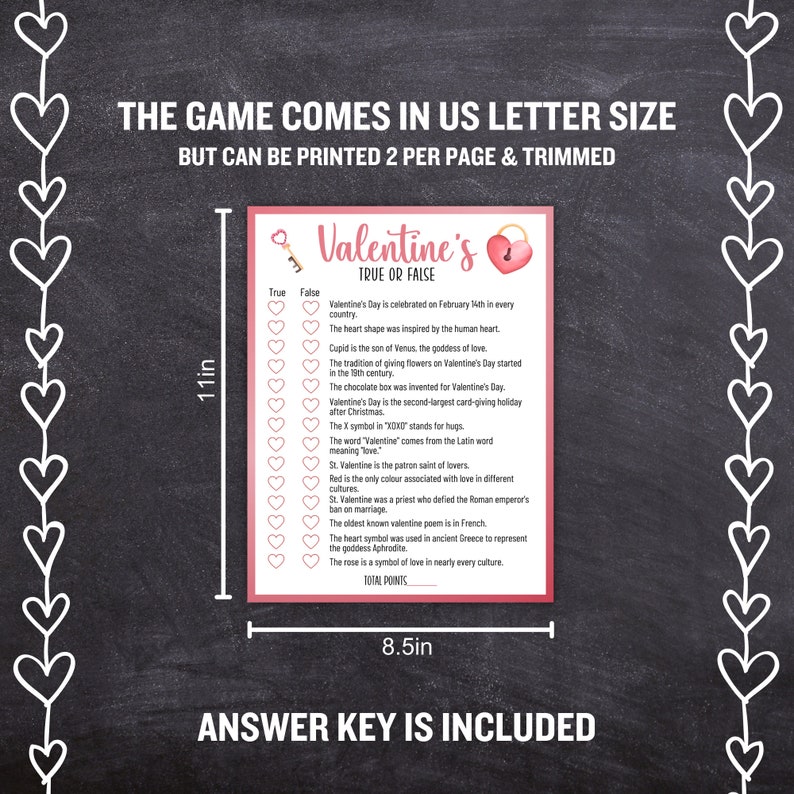 Valentine's True or False, Printable Valentine's Day Games, Valentine's ...
